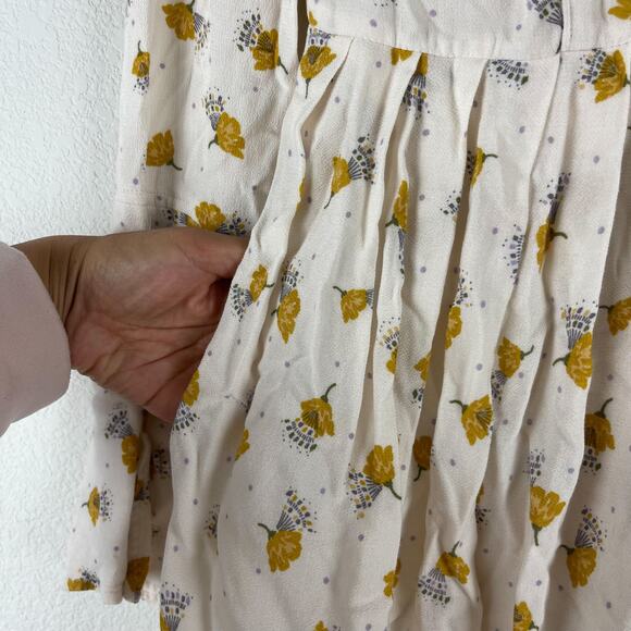 Free People Tegan Dress Womens 0 Ivory Floral Print Mini 3/4 Sleeve Boho Fairy - Picture 8 of 13